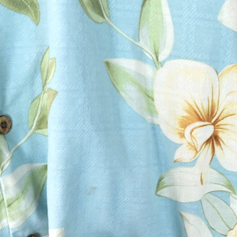 Tommy Bahama 100% Silk Hawaiian Shirt XL Blue Floral Aloha Camp Coastal - Picture 8 of 8
